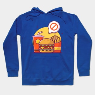 Burger, French Fries, And Drink With Banned Speech Bubble Cartoon Hoodie